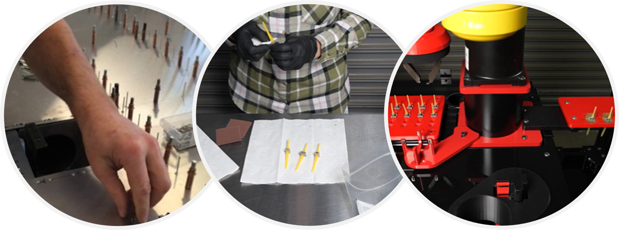 Comparison of manual and automated adhesive dispense showing improved consistency with Automated Bonding Technology.