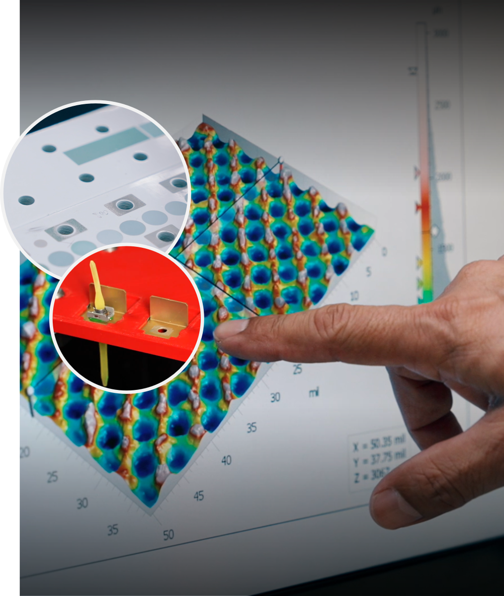 Surface analysis data showing bond uniformity enabled by Click Bond’s Automated Bonding Technology.