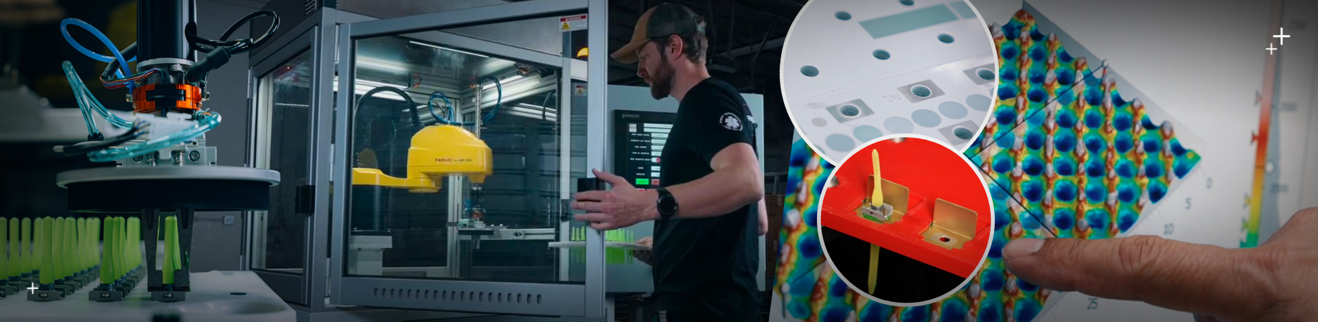 Click Bond Automated Bonding Technology system using laser surface preparation, automated adhesive dispensing, and real-time process control for consistent adhesive-bonded fastener installation.