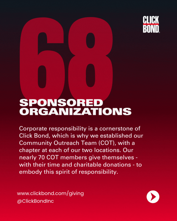 click bond's corporate giving and in-kind donations are growing