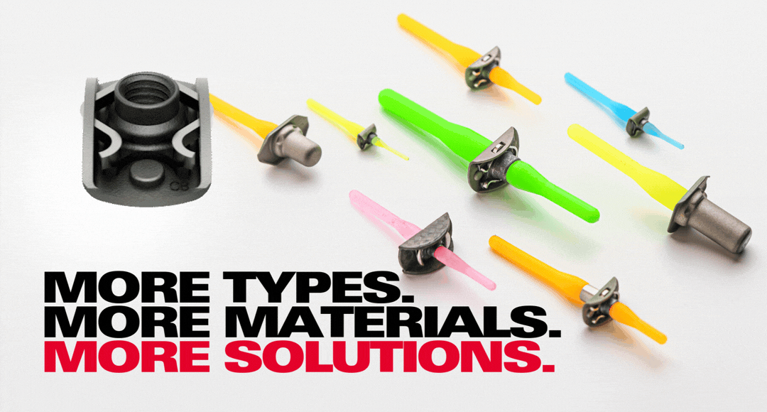 Click Bond has 32 different combinations of rivetless nutplates based on thread size, materials, and application. 