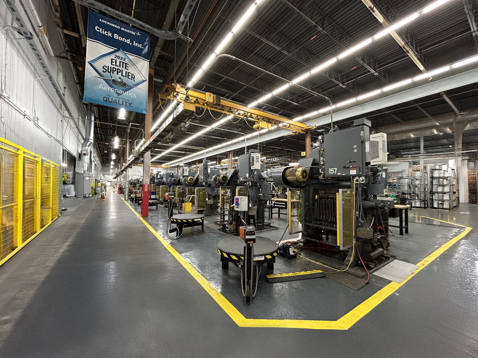 Over 100 deep draw presses at Click Bond’s Waterbury Valley facility