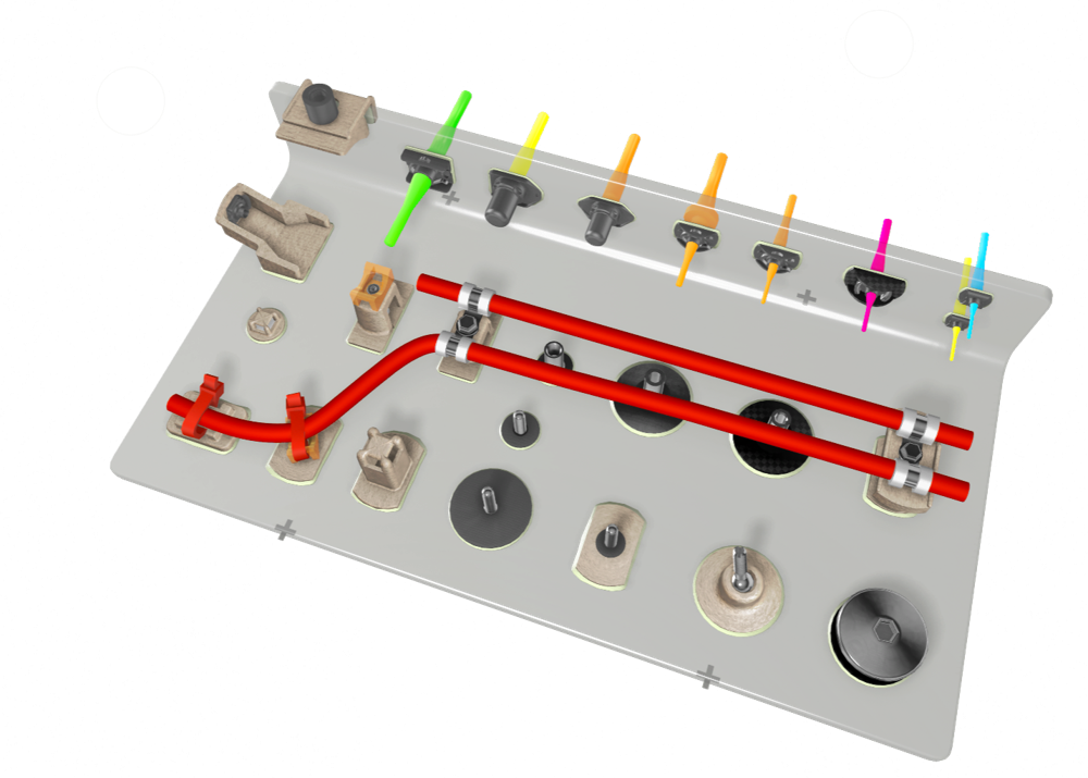 Click Bond product board showing the bonded fastener family in 3D